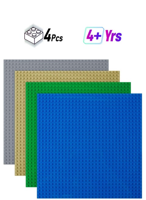 لوحات قاعدة كلاسيكية، 4 عبوة مربع 32x32، لوحات قاعدة بناء كبيرة 10"×10"، متوافقة 100% مع جميع العلامات التجارية الرئيسية، مجموعة لوحات البناء والعرض