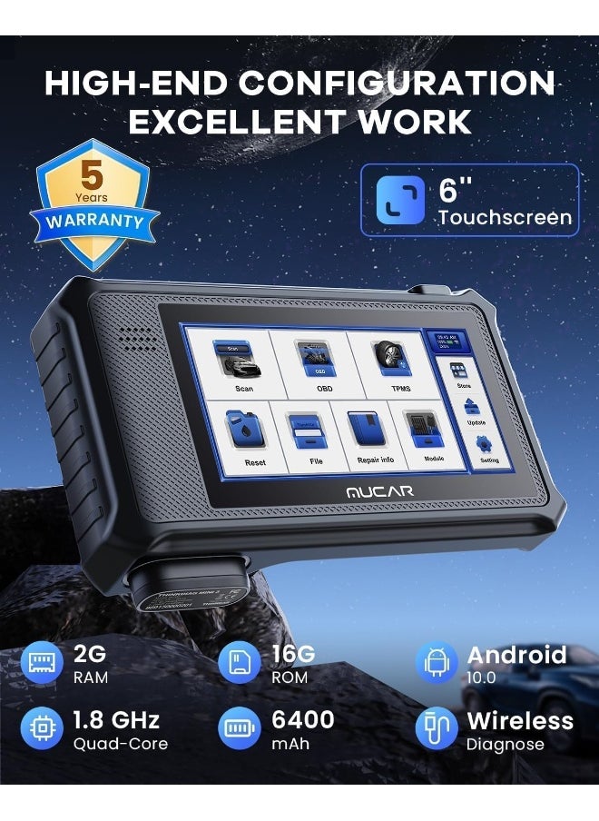 Mucar - MUCAR VO6 OBD2 Scanner for Car, OE-Level All Systems Diagnostic Scan Tool with 28 Services, Lifetime Update, ABS Bleeding, ECU Fault Codes, Wireless Diagnostic Scanner - Image 1