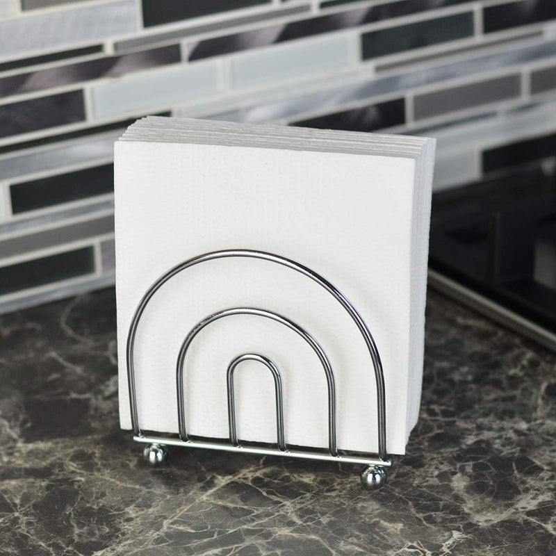 BNYD حامل مناديل ورقية موزع مناديل للمطابخ، طاولة الطعام، طاولة النزهة، للاستخدام الداخلي والخارجي، تشطيب كروم (كلاسيكي) - Image 4