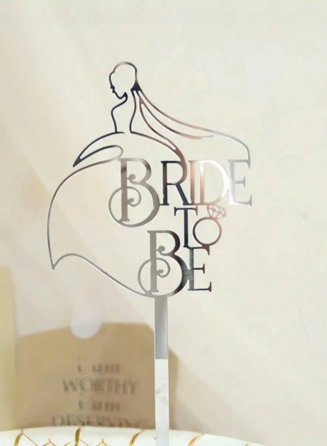 Party Decorations Silver Cake Topper for Bride to Decorate Cake 1 Piece 