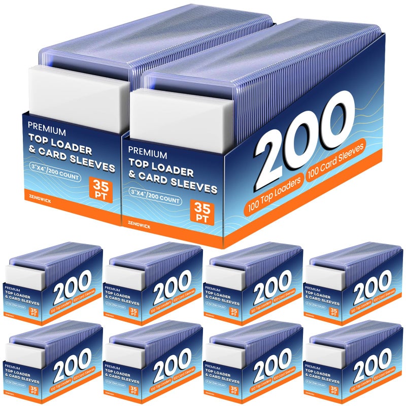 ZENOWICK 2000 Card Sleeves Top Loaders for Cards, 3" x 4" Hard Plastic Toploaders, Baseball Card Protectors, Trading Card Holder for Football Sports Cards (1000 Toploaders + 1000 Penny Sleeves) - Image 1