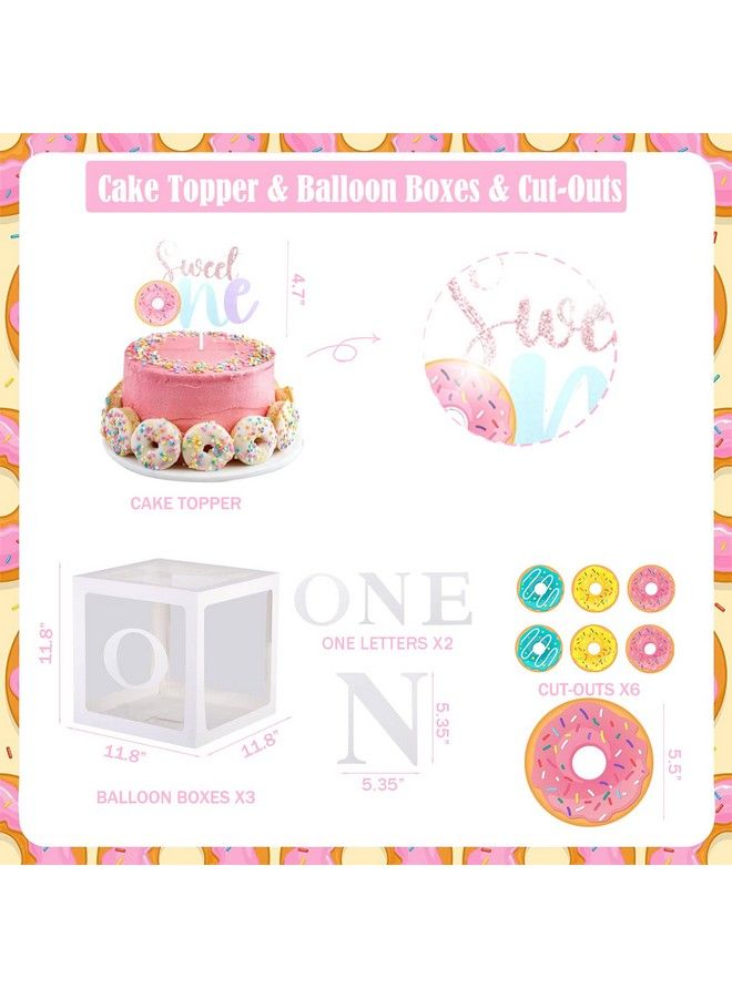 Hombae 121 Pcs Sweet One Birthday Party Decorations Hombae Donut 1St Party Decorations For Girl Backdrop Balloon Garland Monthly Photo High Chair Banner Cake Topper Box Cutout Poster Crown Patel Colorful - Image 5