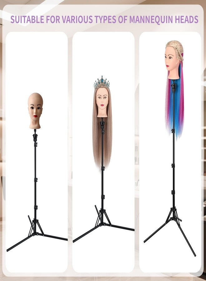 Aofadaning Mannequin Head Stand,Adjustable Wig Stand Tripod Height Adjustment(20-60Inch) Reinforced Metal Mannequin Stand For Cosmetology Hairdressing Training With Free One Wide Tooth Comb - Image 4