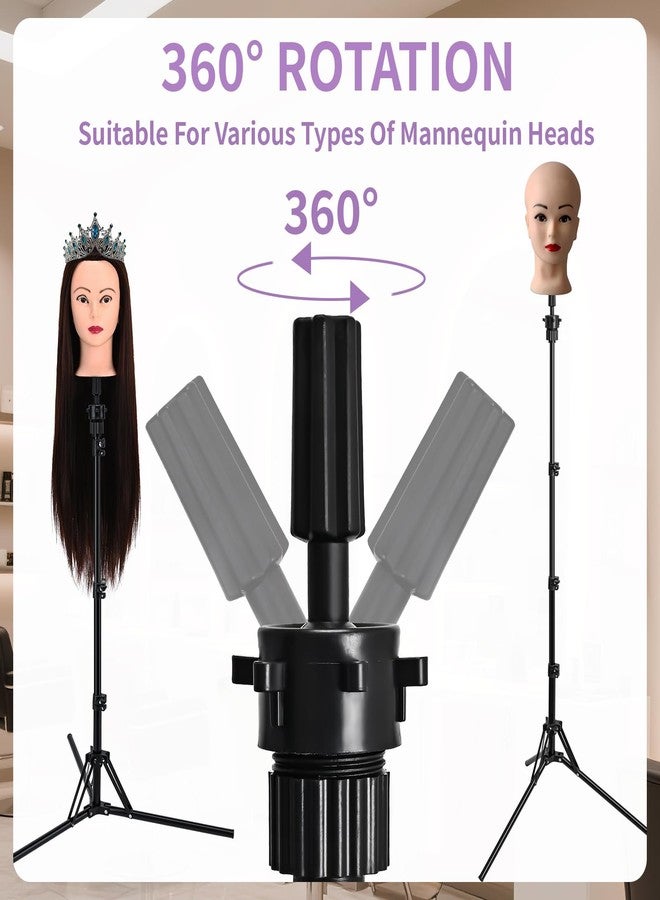 Aofadaning Mannequin Head Stand,Adjustable Wig Stand Tripod Height Adjustment(20-60Inch) Reinforced Metal Mannequin Stand For Cosmetology Hairdressing Training With Free One Wide Tooth Comb - Image 5