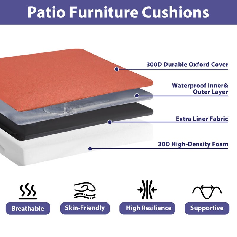 IPYNBAP Outdoor Chair Cushions Set of 4 -Waterproof Outdoor Seat Cushions for Patio Furniture, Patio Chair Cushion with Handle and Ties, Square Out Door Chair Pads,19" x 19" x 3", Spice - Image 2