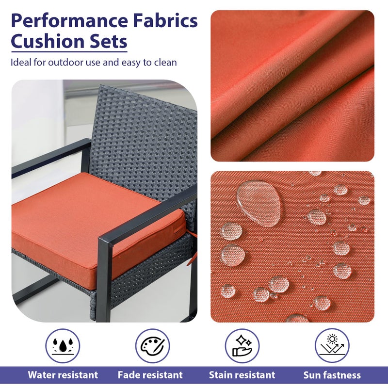 IPYNBAP Outdoor Chair Cushions Set of 4 -Waterproof Outdoor Seat Cushions for Patio Furniture, Patio Chair Cushion with Handle and Ties, Square Out Door Chair Pads,19" x 19" x 3", Spice - Image 3
