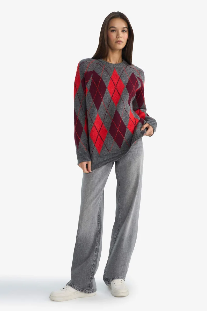 ديفاكتو Oversize Fit Crew Neck Pullover