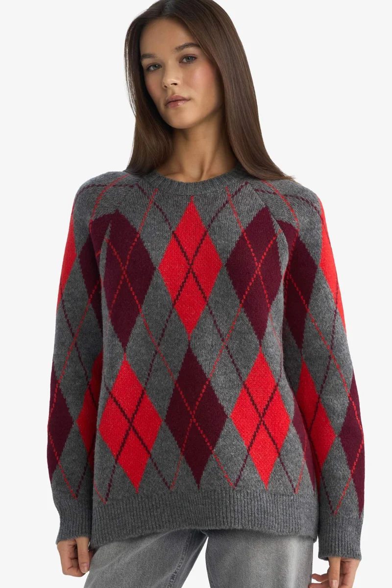 ديفاكتو Oversize Fit Crew Neck Pullover