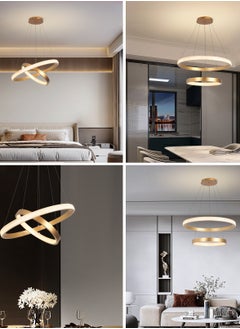YATAI LIGHTING Ring Chandelier Bedroom LED Modern Gold 2 Ring LED Chandelier Light Suitable for Dining Room and Living Room,Acrylic Adjustable Color Temperature Chandelier Lamp  - Image 2
