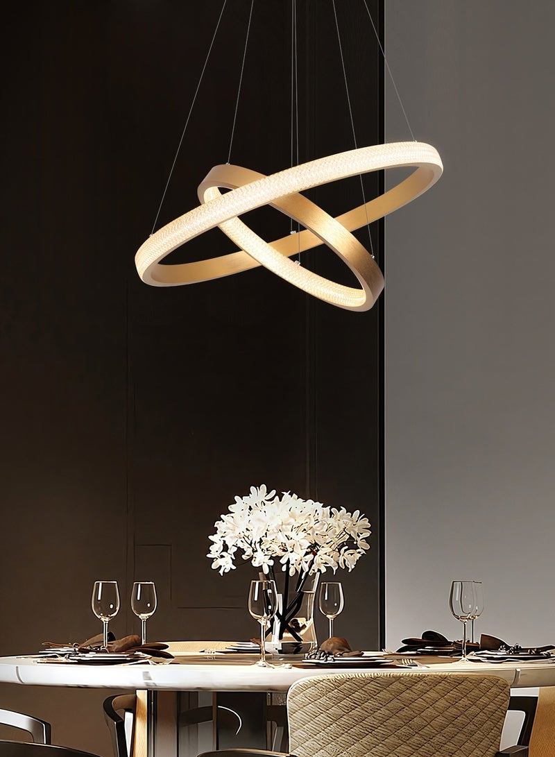 YATAI LIGHTING Ring Chandelier Bedroom LED Modern Gold 2 Ring LED Chandelier Light Suitable for Dining Room and Living Room,Acrylic Adjustable Color Temperature Chandelier Lamp  - Image 4