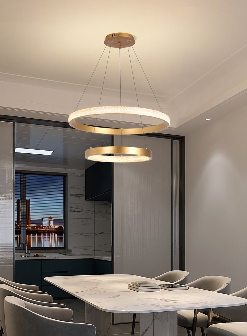 YATAI LIGHTING Ring Chandelier Bedroom LED Modern Gold 2 Ring LED Chandelier Light Suitable for Dining Room and Living Room,Acrylic Adjustable Color Temperature Chandelier Lamp  - Image 5
