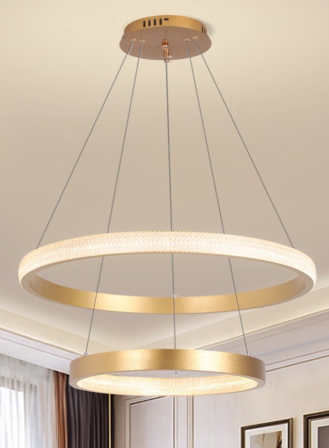 YATAI LIGHTING Ring Chandelier Bedroom LED Modern Gold 2 Ring LED Chandelier Light Suitable for Dining Room and Living Room,Acrylic Adjustable Color Temperature Chandelier Lamp  - Image 1