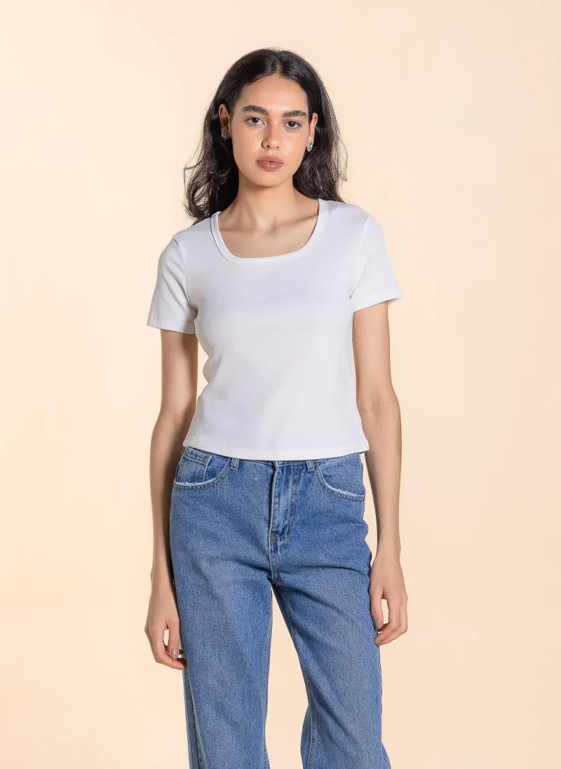 WIDE NECK BASIC T-SHIRT