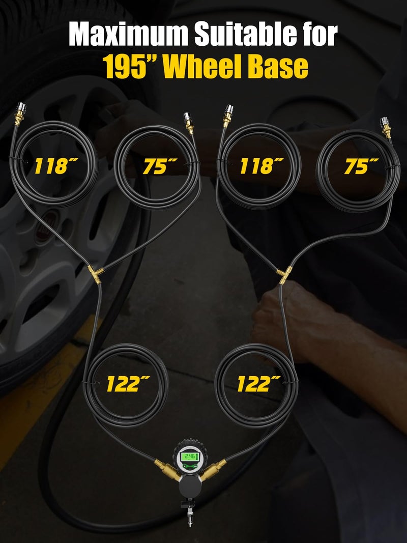 MIKKUPPA 4 Tire Inflation System - 4 Tire Inflation Deflation System, Tire Pressure Equalizer with Quick Coupler Adaptor Closed Flow Air Chuck for Car Trucks Off Road Vehicles Up to 195" Wheelbase - Image 5