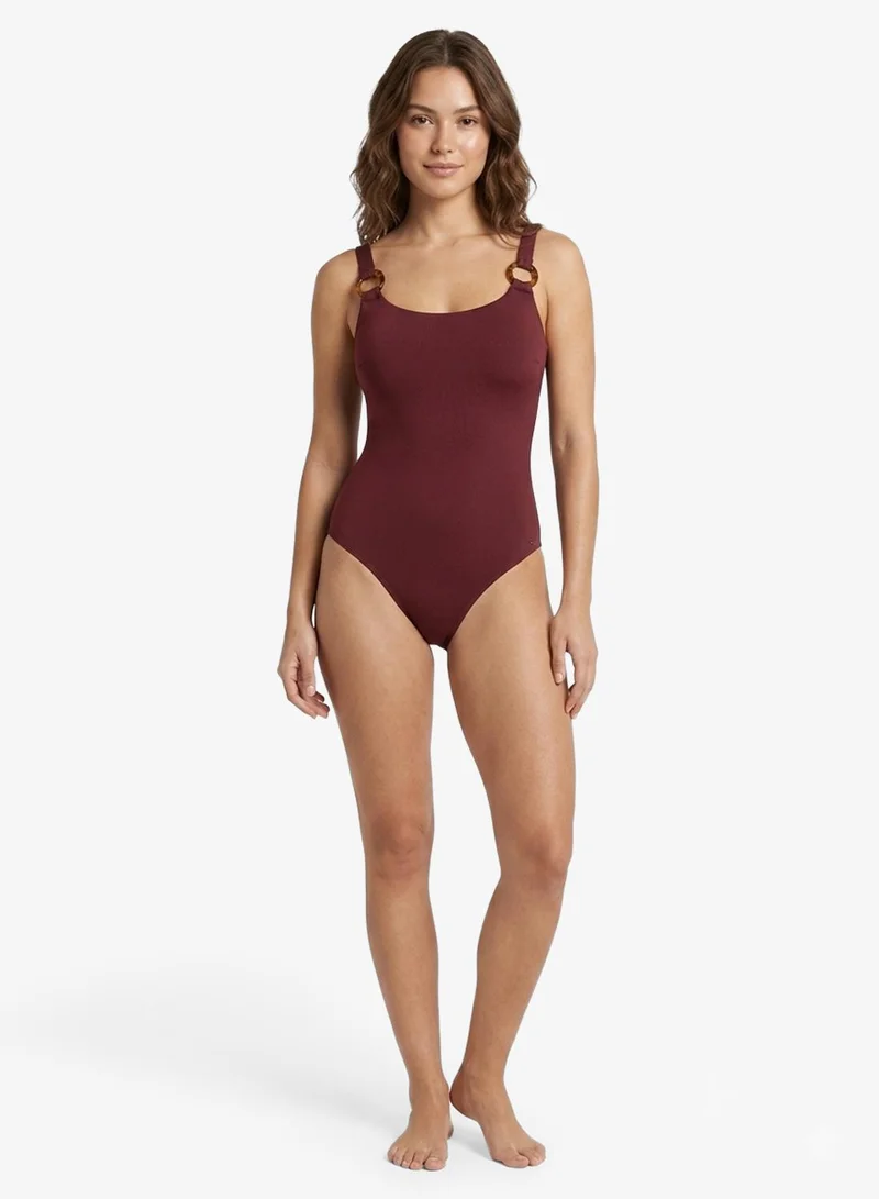 Tommy Hilfiger Liberty Red Tortoiseshell Ring Scoop Back Swimsuit for Women | Best Price UAE