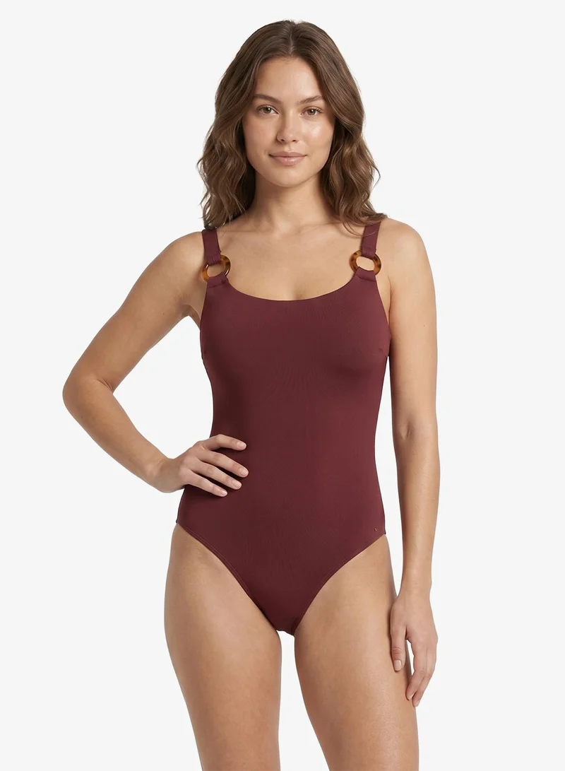Tommy Hilfiger Liberty Red Tortoiseshell Ring Scoop Back Swimsuit for Women | Best Price UAE