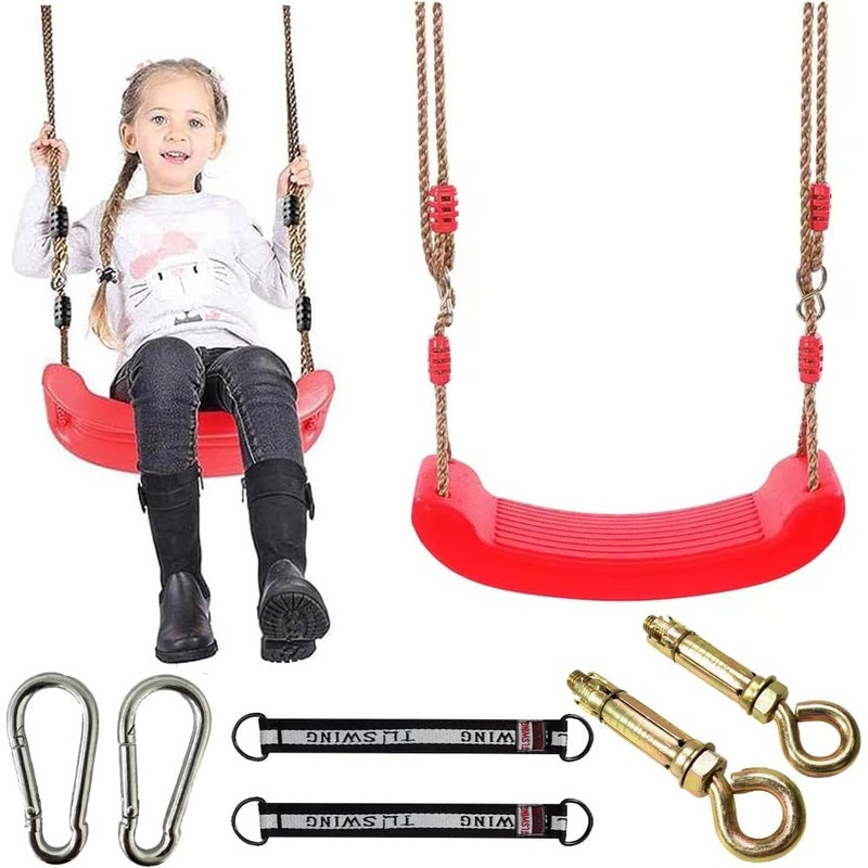 Swing Seat, Adjustable Rope and 2 Carabiners and 2 Screw, OutsideIndoor - Image 1