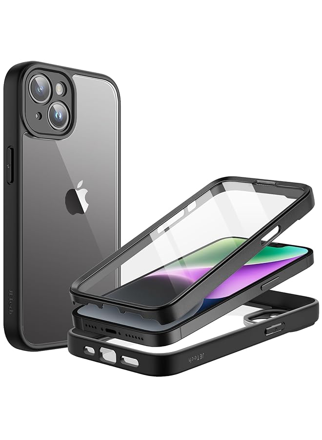 Jetech Case For Iphone 14 Plus 6.7 Inch With Built In Screen Protector Anti Scratch 360 Degree Full Body Rugged Phone Cover Clear Back Black - Image 1
