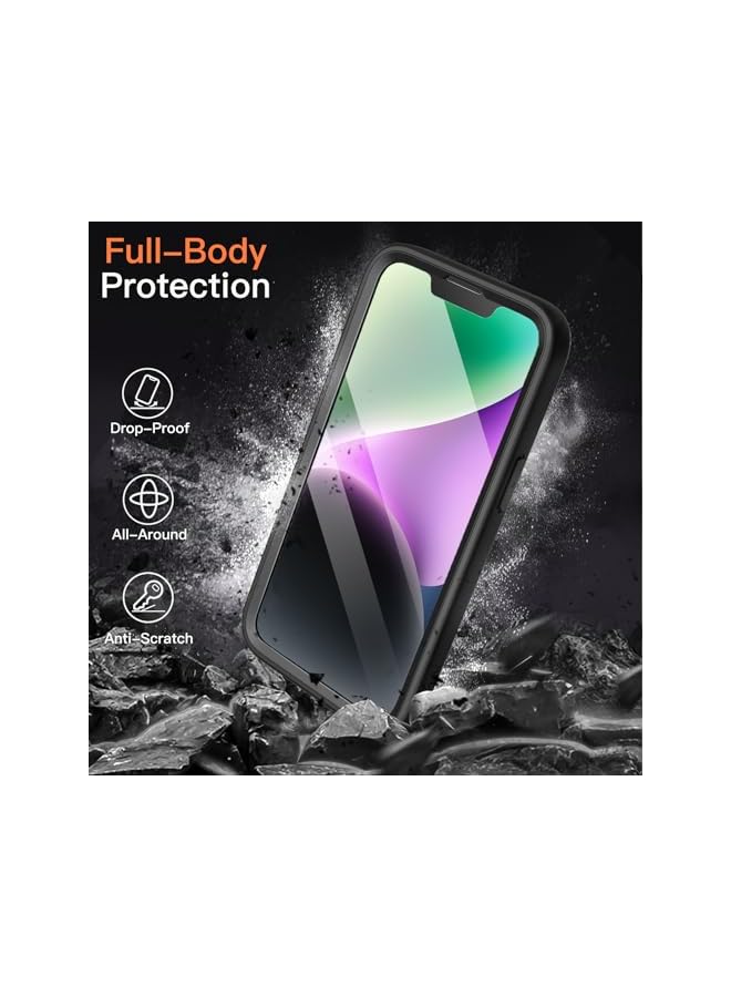 Jetech Case For Iphone 14 Plus 6.7 Inch With Built In Screen Protector Anti Scratch 360 Degree Full Body Rugged Phone Cover Clear Back Black - Image 4