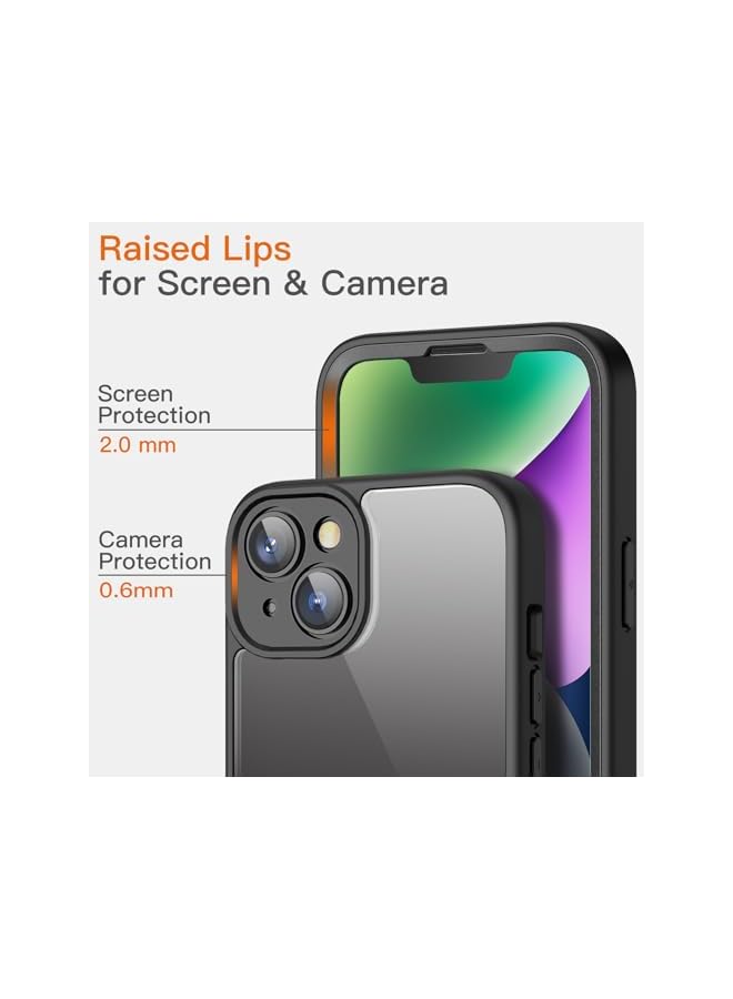 Jetech Case For Iphone 14 Plus 6.7 Inch With Built In Screen Protector Anti Scratch 360 Degree Full Body Rugged Phone Cover Clear Back Black - Image 5