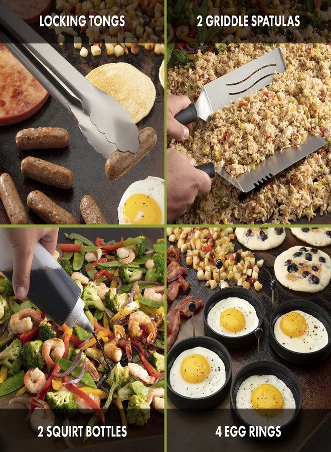 كويزينارت طقم أدوات كويزينارت CGS-1312 مكون من 12 قطعة، ملحقات شواية خارجية - ملعقة، ملقط، مكشطة، غطاء إذابة، زجاجة رذاذ، حلقة بيض سيليكون - Image 2