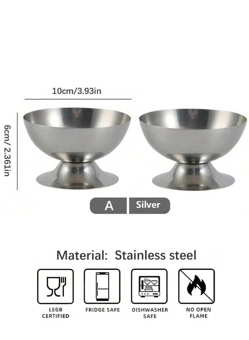 Arabest 2pcs Dessert Cup, Dessert Bowl, Stainless Steel Dessert Cup, Ice Cream Cup, Pudding Cup, Custard Bowl - Image 2