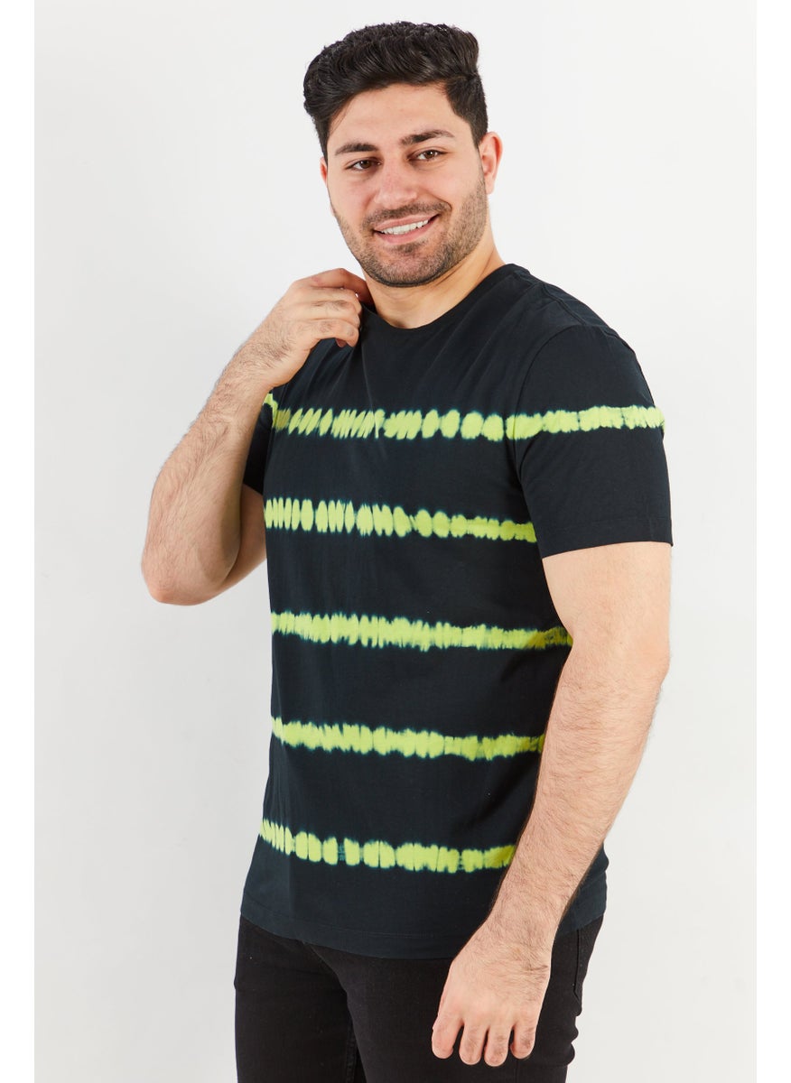Jack Jones Men Crew Neck Short Sleeve Tie Dye T-Shirt, Black  - Image 3