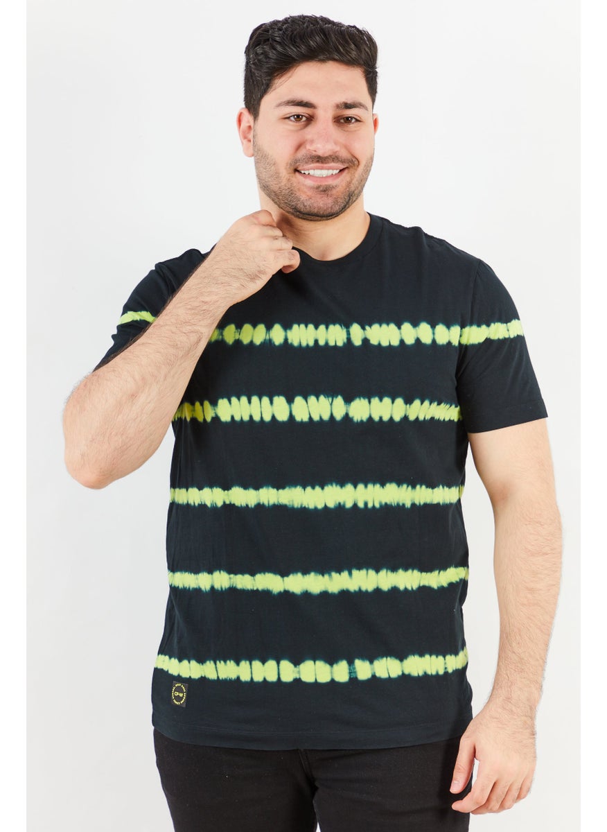 Jack Jones Men Crew Neck Short Sleeve Tie Dye T-Shirt, Black  - Image 1