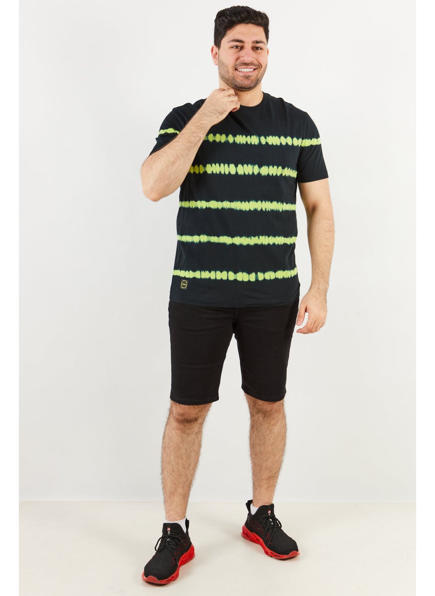 Jack Jones Men Crew Neck Short Sleeve Tie Dye T-Shirt, Black  - Image 2