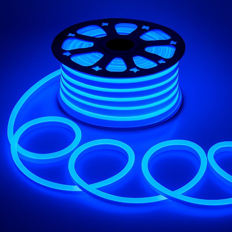 Gesto 16.4 Feet Neon LED Strip Light with 12V Adapter | Cuttable & Flexible Waterproof Rope Light for Wall Decor, Indoor & Outdoor Decoration, Custom Names,Signage & Diwali Decorative Lighting- Blue - Image 1