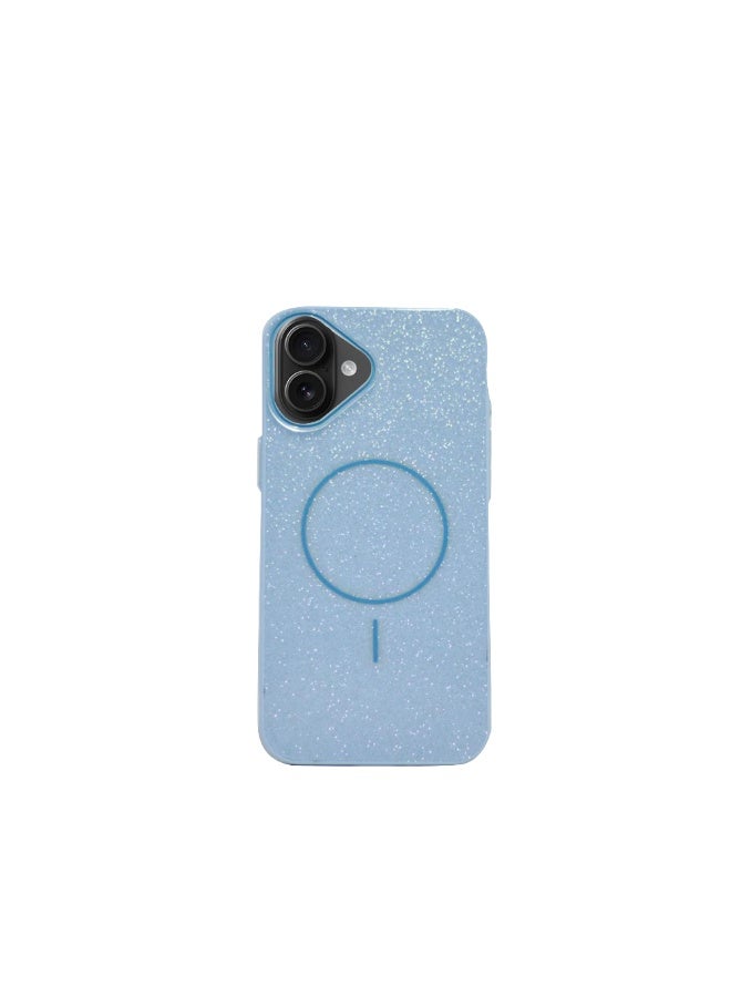 متوافق مع غطاء خلفي لهاتف آيفون 16 بلس، كريستال بسيط لامع، متوافق مع ماج سيف - (أزرق)