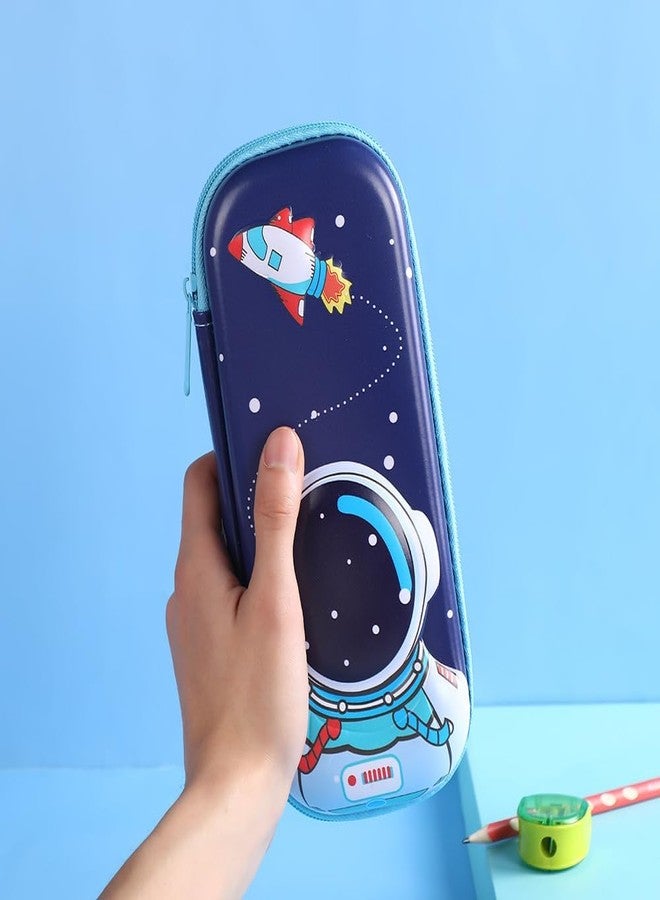 ROZADIO 3D Cover Eva Space Astronaut Theme Pencil Case Large Capacity Pencil Pouch Bag Organizer for Students Kids Stylish Pen Holder Pouch Stationery Box Ethylene Vinyl Acetate (EVA) Blue-Pack of 1. - Image 2