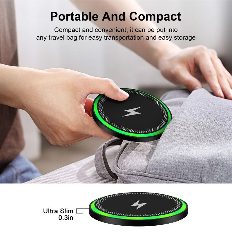 Pukiou For Samsung Wireless Charger Fast Charging Pad for Galaxy S26/S25 Ultra/S24 Plus/S24 FE/S24Ultra/S23+/S22/S21,15W Wireless Phone Charger Android Charging Station Mat for Google Pixel 9 8A with Adapter - Image 4