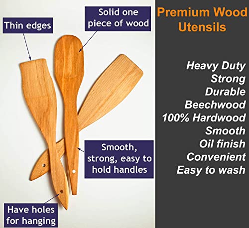 ECOSALL 6 Wooden Spoons for Cooking – Made in Ukraine 100% Natural Healthy Nonstick Wooden Spatula Spoons - Premium Solid Wood Cooking Utensils Set - Strong, Durable Eco Hardwood Beechwood Spoons Set - Image 5