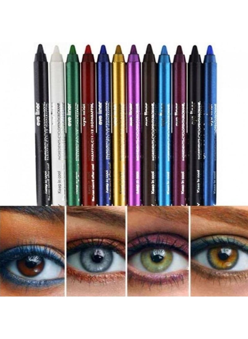طقم قلم تحديد عيون مقاوم للماء من 12 قطعة متعدد الألوان - Image 2