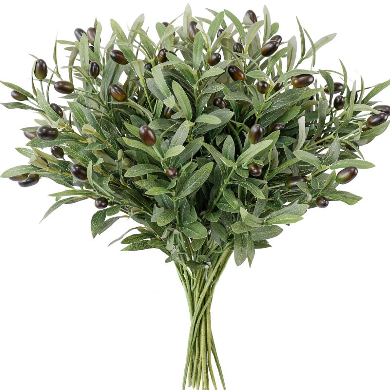 Leftover 12PCS 18Inch Faux Olive Branches for Vase,Artificia Tree Branches,Fake Plants,Greenery Stems,Eucalyptus Stems,Green Leaves for Centerpieces Decoration,Home Decor,Coffee Table Decor - Image 1