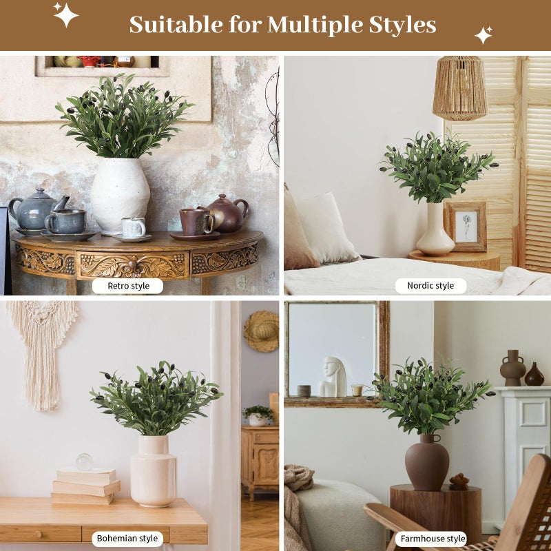 Leftover 12PCS 18Inch Faux Olive Branches for Vase,Artificia Tree Branches,Fake Plants,Greenery Stems,Eucalyptus Stems,Green Leaves for Centerpieces Decoration,Home Decor,Coffee Table Decor - Image 5