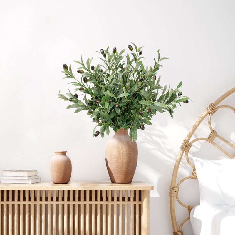 Leftover 12PCS 18Inch Faux Olive Branches for Vase,Artificia Tree Branches,Fake Plants,Greenery Stems,Eucalyptus Stems,Green Leaves for Centerpieces Decoration,Home Decor,Coffee Table Decor - Image 2