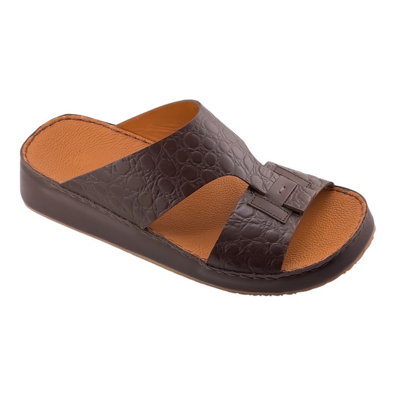 إيت صندل عربي يدوي الصنع للرجال من AET | شبشب رجالي خارجي | شبشب مفتوح من الأمام للاستخدام اليومي | جلد بقر عربي أصلي| تصميم عربي جديد | نعل داخلي بني| مريح وخفيف الوزن - Image 1