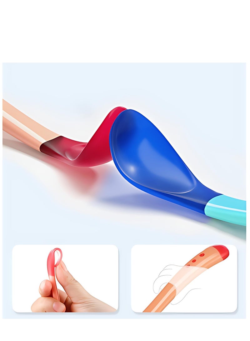 ALMiHomi Heat Sensitive Baby Spoon and Fork Set – Temperature Sensing Baby Feeding Utensils for Infant Weaning – Soft Tip, BPA-Free, No Odor – Red Color Tableware for Toddlers, Newborns, and Kids - Image 2