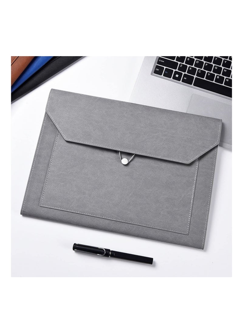 Captaintech - PU Leather A4 File Folder, Document Holder, 2 Pockets Portfolio Envelope Folder Case, with Elastic String 3/4 Inch Expansion, File Organizer Filing Envelope Portfolio Case for Office Stationery - Image 1