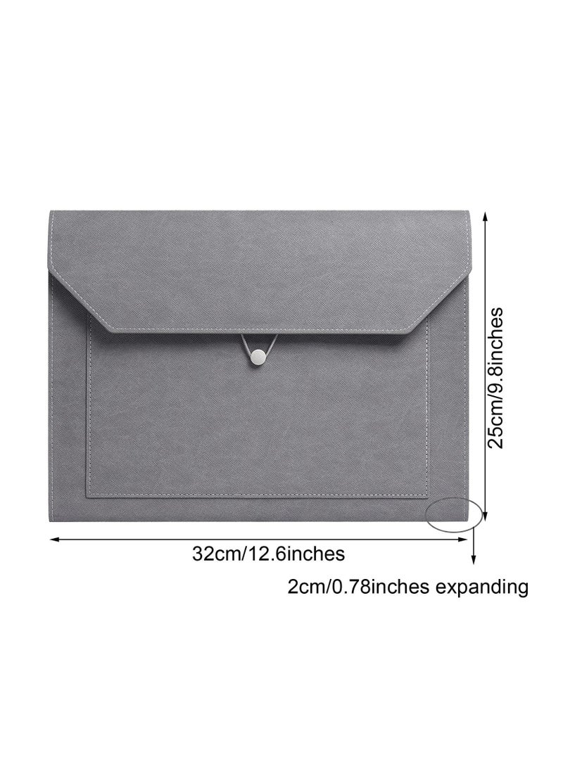 Captaintech - PU Leather A4 File Folder, Document Holder, 2 Pockets Portfolio Envelope Folder Case, with Elastic String 3/4 Inch Expansion, File Organizer Filing Envelope Portfolio Case for Office Stationery - Image 1