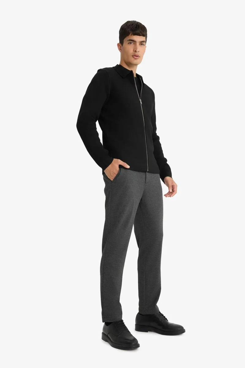 DeFacto Standard Fit Polo Collar Knitwear Cardigan