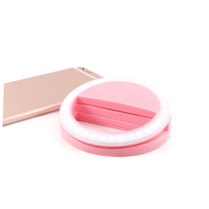 Pink Selfie Ring Light with LED Brightness Clip for Phone Tablet Laptop Camera Portable Fill Lighting Video Calls - Image 3