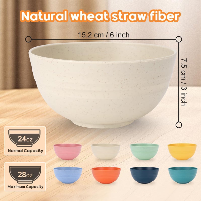 UUGLAM Unbreakable Cereal Bowls Set of 8, 28 Oz Wheat Straw Bowl Sets, Microwave & Dishwasher Safe Bowls for Kitchen, Reusable Plastic Bowl for Soup, Salad, Rice, Snack, BPA Free, Multicolor - Image 2