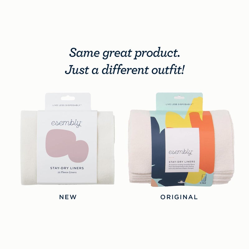 Esembly بطانة حفاضات قماش إيسمبلي، بطانة فليس جافة، تمتص الرطوبة، تبقي الطفل جافًا، تمنع التبقع، تحمي الحفاض، أسهل في التنظيف، قابلة للغسل، قابلة لإعادة الاستخدام، فائقة النعومة، 12 حبة، مقاس واحد - Image 2