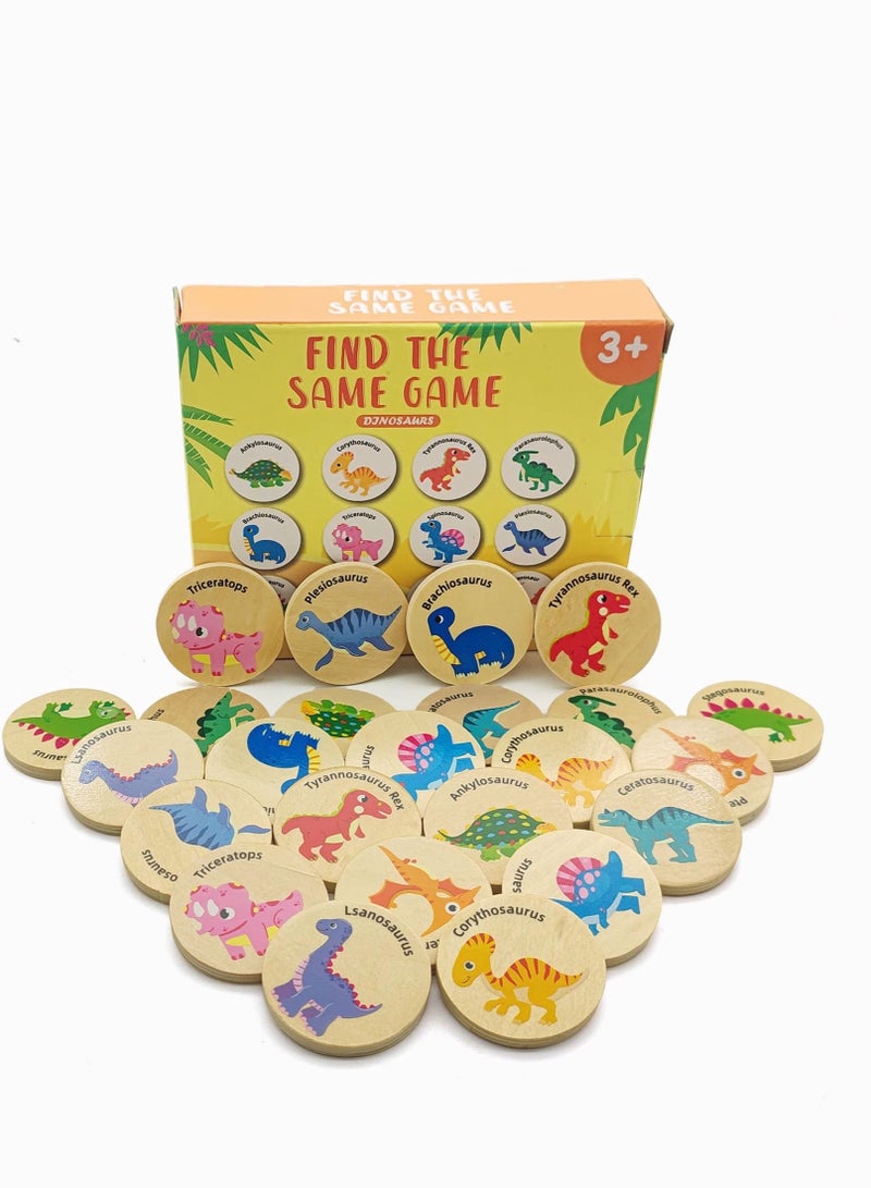 24PCS Wooden Memory Game Matching Games for Toddlers 1-3 Memory Game for Toddlers 2-4 Years Dinosaurs Toys for Preschool Game