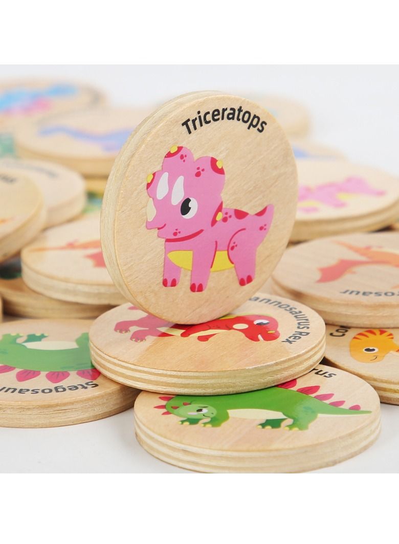 24PCS Wooden Memory Game Matching Games for Toddlers 1-3 Memory Game for Toddlers 2-4 Years Dinosaurs Toys for Preschool Game