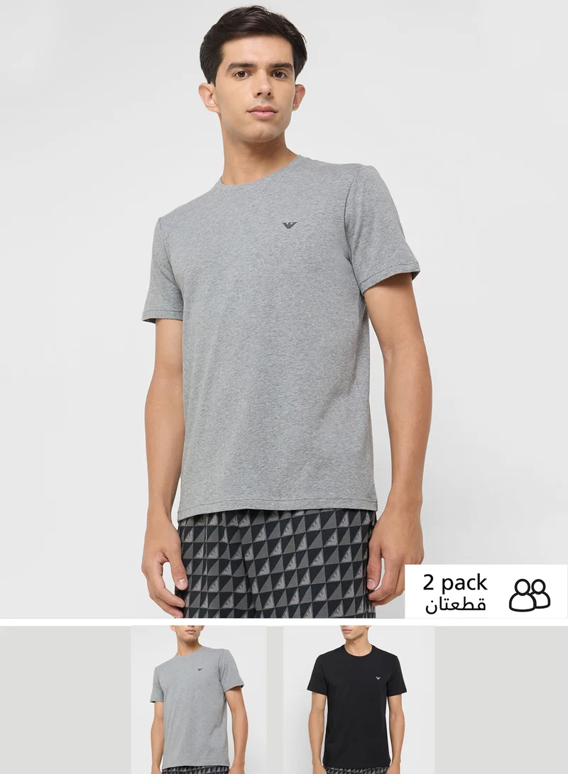 امبوريو ارماني 2 Pack Of Logo Crew Neck T-Shirt