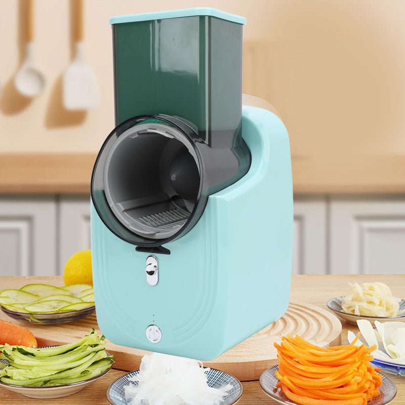 Electric Cheese Grater Vegetable Shredder Electric Salad Machine With 3 Blades Slicer Shredder For Kitchen Vegetables Cheeses Nuts Green - Image 4